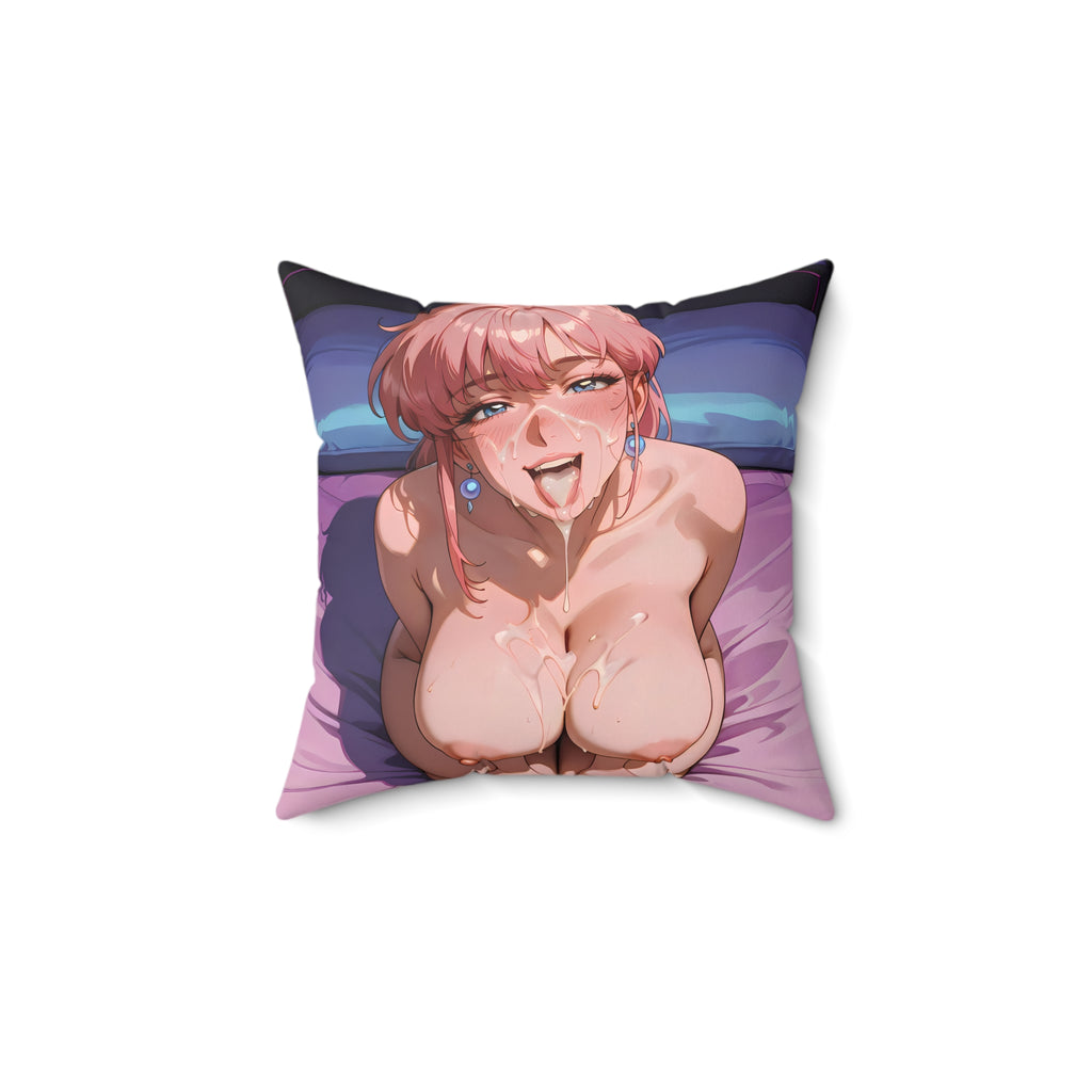 The Vaporwave Facial Faux Suede Throw Pillow