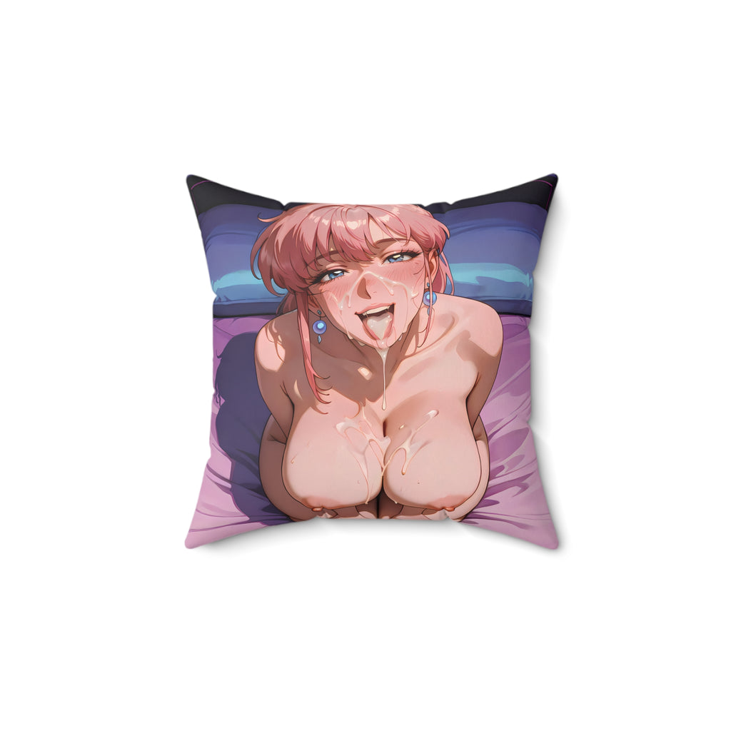 The Vaporwave Facial Faux Suede Throw Pillow